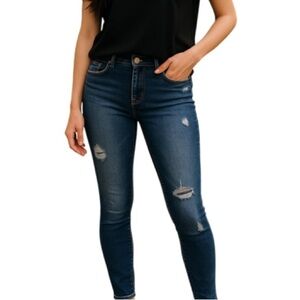 AOS Articles Of Society Sharon Skinny Jeans Nevada Blue Dark Wash Distressed 28